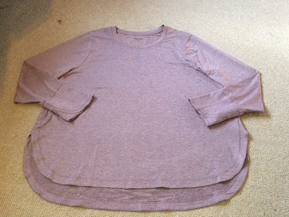 Womens Top-ATHLETA-purple/white marled "Uptempo Top" tunic athleisure ls-3X